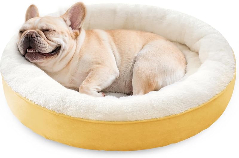 Love's Cabin Round Donut Cat And Dog Cushion Bed| 20in bed for Cats or Small Dogs| Anti-slip & Water-resistant Bottom, Super Soft Durable Fabric Pet Beds