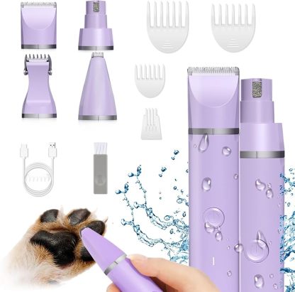MarvelPaws Pet Grooming Clippers Kit-Electric Rechargeable Cat Trimmer Tools-Cordless Quiet Pet Nail Paw Grinder-4 in 1 Multifunctional Low Noise Shaver-Razor for feet Face Ears Toenail Eye