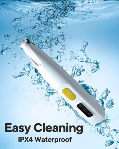 MarvelPaws Trimmer with LED Light, 18 mm Widen Blade, 35 dB Low Noise, LED Display, Fully Waterproof, Rechargeable Clipper for Dogs Cats Trimming Paws, Eyes, Ears, Face, and Rump