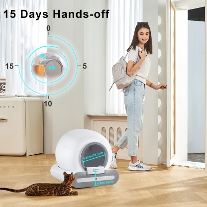 DOEL Smart Self-Cleaning Automatic Cat Litter Box with App Control, 2.4G WiFi, Large 65L Capacity,  Infrared & Gravity Sensors, Compatible with Clumping & Mineral Cat Litter for Cats up to 15 lbs - Modern Sleek Design, Pet Hygiene Solution