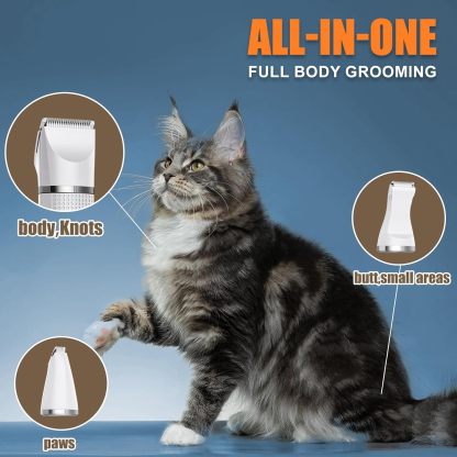 MarvelPaws Pet Grooming Clippers Kit with Paw Trimmer| 3 in 1 Electric Pet Hair Trimmer Supplies for Thick Matted Hair, Heavy Coat Butt Shaver