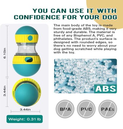 MarvelPaws Dog Puzzle Toy Adjustable Treat Dispensing Ball Food Dispenser Tough Slow Feeder Puppy Enrichment Training Toy Pet Interactive Chase Toys for All Dogs