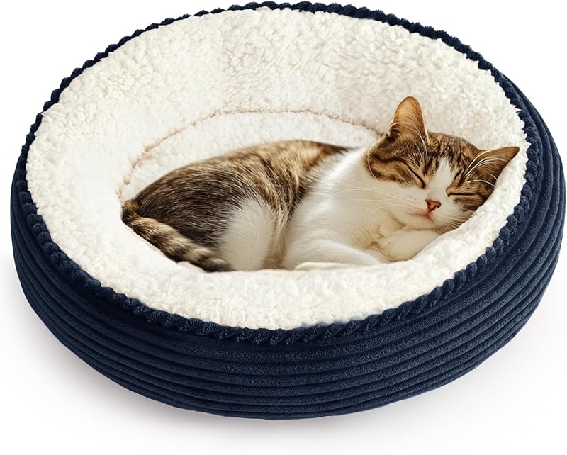 Love's Cabin Round Donut Cat And Dog Cushion Bed| 20in bed for Cats or Small Dogs| Anti-slip & Water-resistant Bottom, Super Soft Durable Fabric Pet Beds