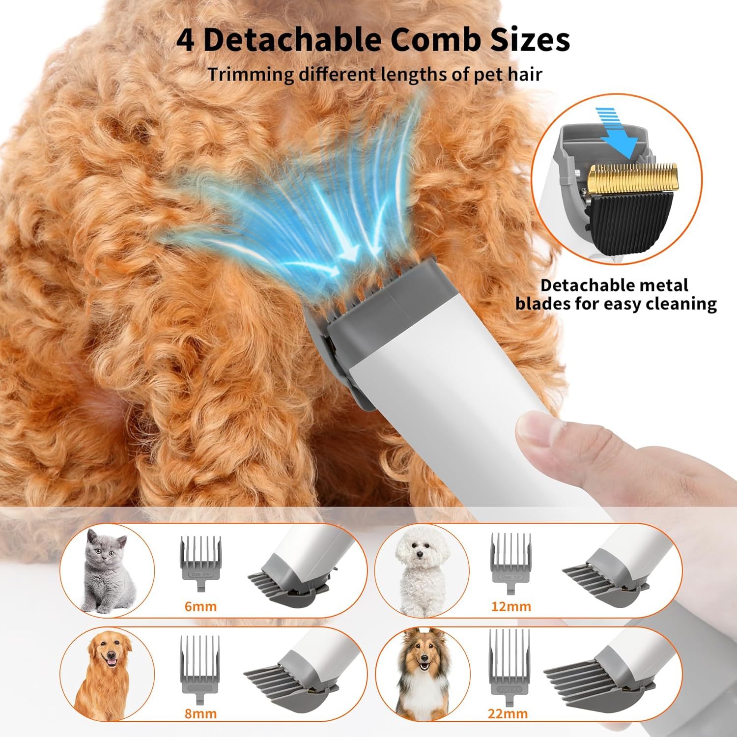 Dog Vacuum Grooming & Hair Dryer for Shedding Grooming| 6 in 1 Pet Grooming Vacuum for Dogs Cats at Home with Pet Clippers and 4 Combs, 9 Adjustable Speed and Temperature Control Dog Blower