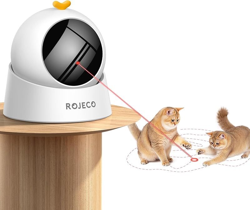 ROJECO Auto Laser Cat Toy| Random Motion Track, Magnetic 360 °Base, Run Quiet,Rechargeable with 1000mAh Battery, Auto Sleep & 3 Speed Modes| Interactive Cat Gifts