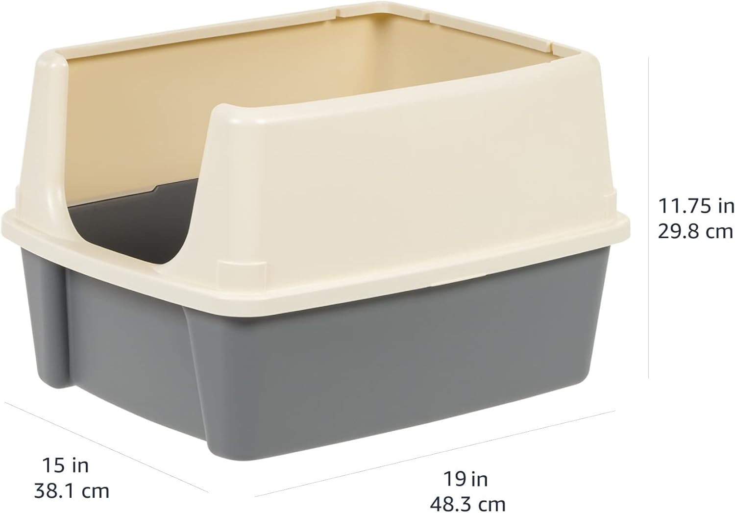 MarvelPaws Basics Large Cat Litter Box with High Sides, Open Top, Includes Scoop| 19 x 15 x 11.75 inches