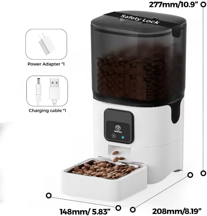 Smart Automatic Pet Feeders| WiFi Pet Feeder with APP Control for Remote Feeding| Detachable for Easy Clean (6L/25Cup)
