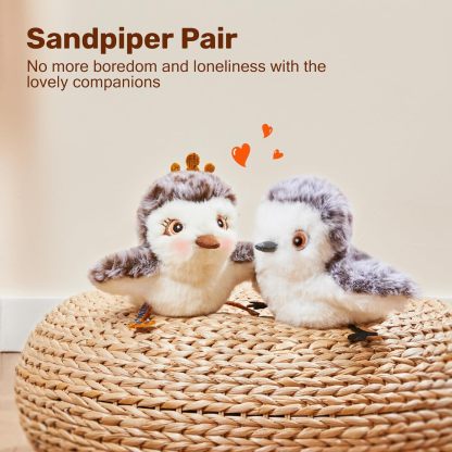 MarvelPaws Pet Toys Flapping Sandpiper Pair-Mate| Lifelike Birds Chirp| Chargeable Touch Activated Kitten Fun Interactive Kitty Exercise with Catnip for All Cats/Dogs