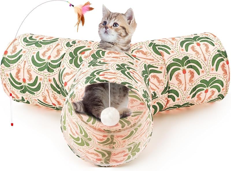 MarvelPaws Pet Cat Tunnel Tube Cat Toys 3 Way Collapsible| Tunnels for Indoor Cats| Kitty Bored Peek Hole Toy Ball Cat, Puppy, Kitty, Kitten, Rabbit