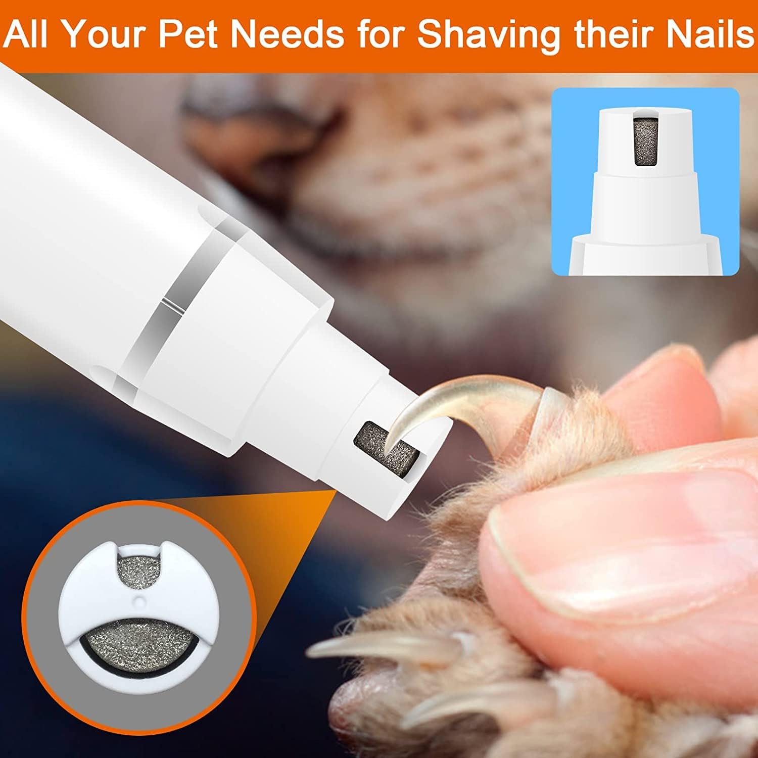 Dog Clippers Grooming Kit Hair Clipper-Low Noise Paw Trimmer- Rechargeable| Cordless Quiet Nail Grinder Shaver for Cats and Other Pets