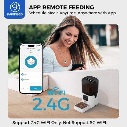 Smart Automatic Pet Feeders| WiFi Pet Feeder with APP Control for Remote Feeding| Detachable for Easy Clean (6L/25Cup)