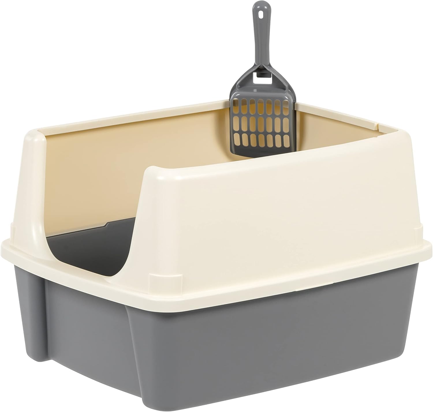 MarvelPaws Basics Large Cat Litter Box with High Sides, Open Top, Includes Scoop| 19 x 15 x 11.75 inches