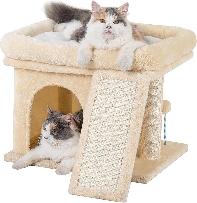 MarvelPaws 14‘’ Cat Tree Tower with Scratching Post| Perch Bed for All Cats| 20 * 16.5in, Dark Gray