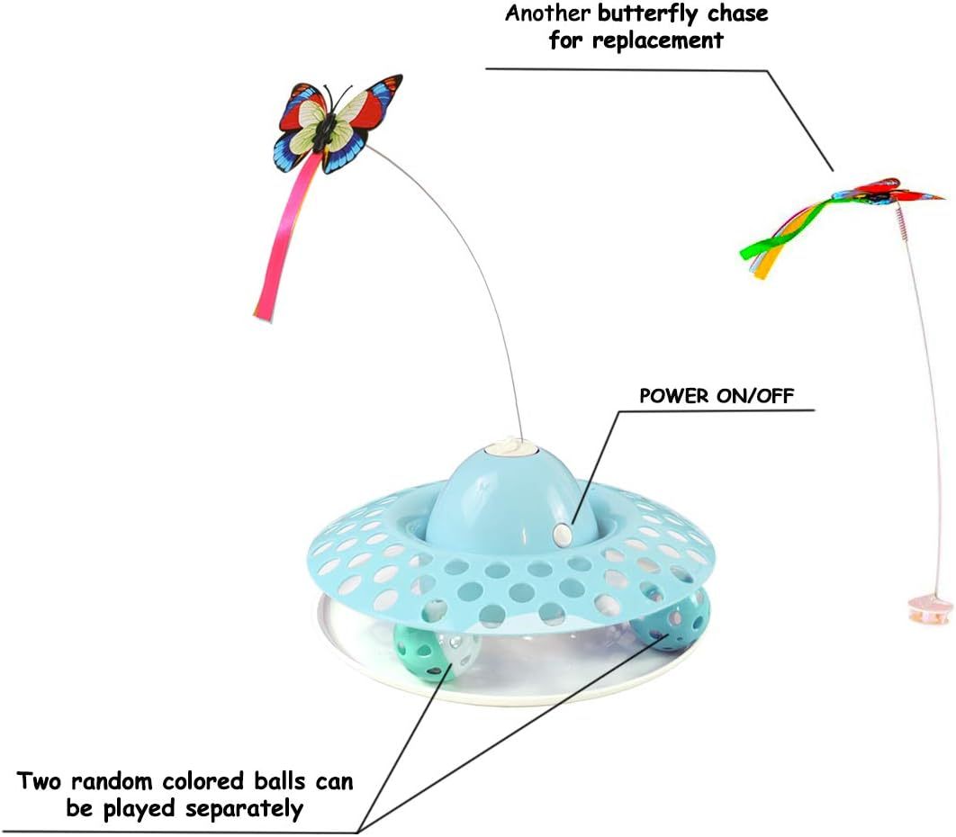 MarvelPaws Interactive Cat Toys Automatic Electric Rotating Butterfly & Ball Exercise Kitten Toy Funny Cat Teaser Toys