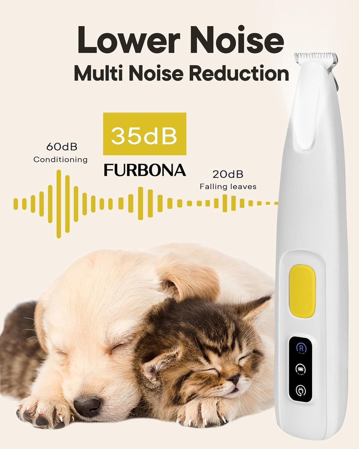 MarvelPaws Trimmer with LED Light, 18 mm Widen Blade, 35 dB Low Noise, LED Display, Fully Waterproof, Rechargeable Clipper for Dogs Cats Trimming Paws, Eyes, Ears, Face, and Rump
