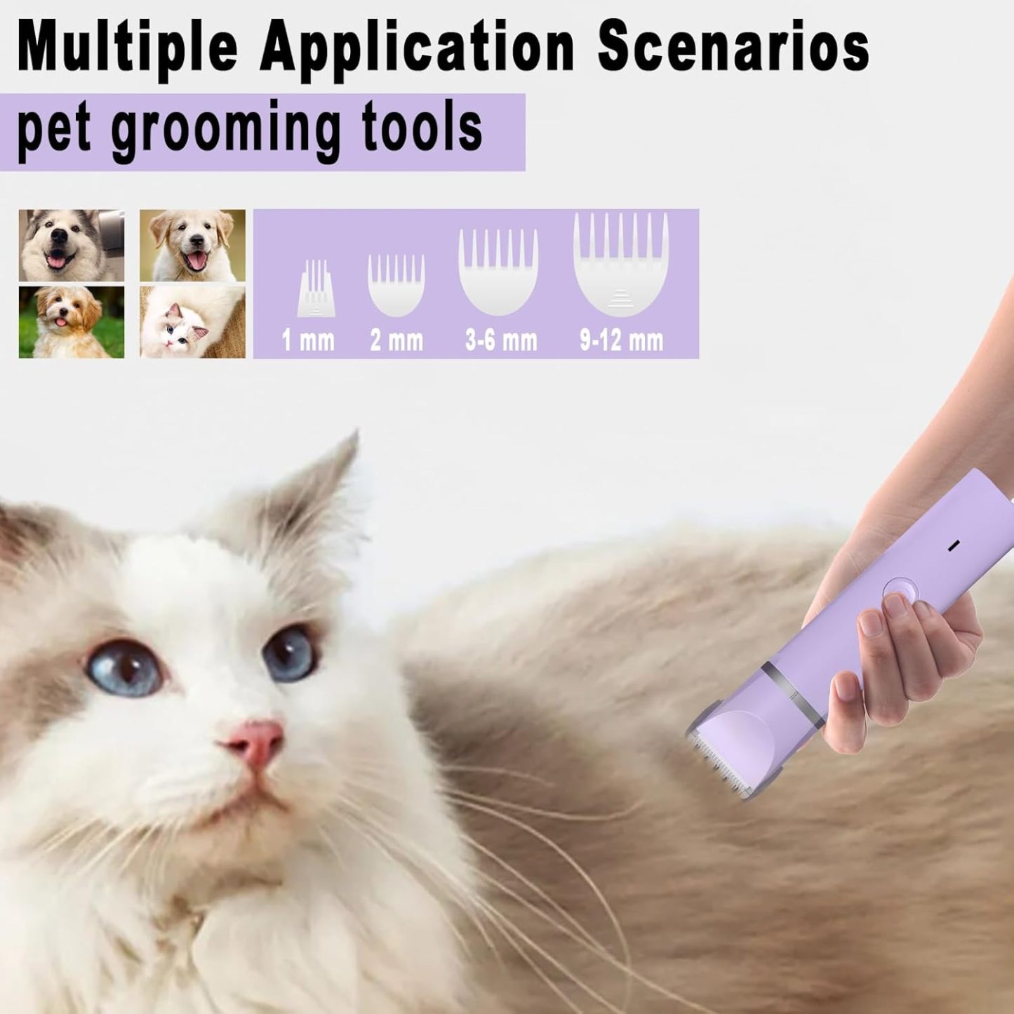 MarvelPaws Pet Grooming Clippers Kit-Electric Rechargeable Cat Trimmer Tools-Cordless Quiet Pet Nail Paw Grinder-4 in 1 Multifunctional Low Noise Shaver-Razor for feet Face Ears Toenail Eye