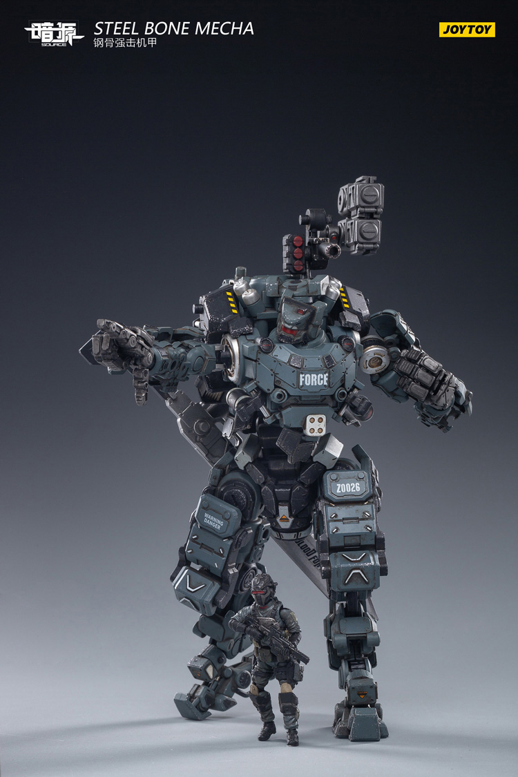メタルダイキャスト　1/48 ARMOUR COLLECTION JoyToy Dark Source Steel Bone Armour - Grey with pilot – Joytoy