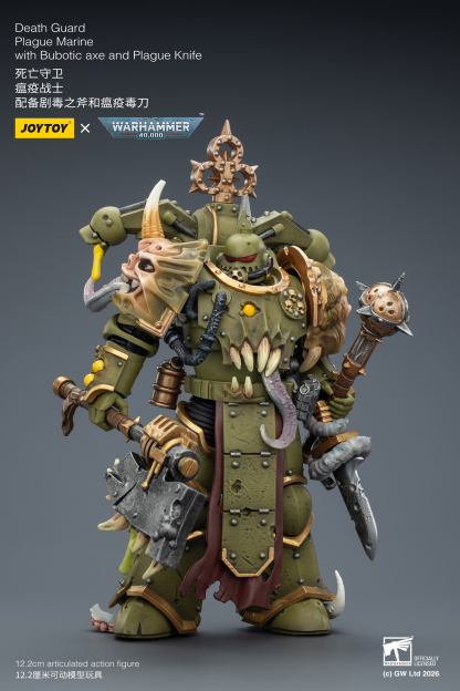 JoyToy WH40K Death Guard Plague Marine with Bubotic axe and Plague Knife