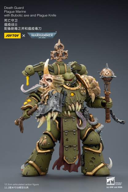 JoyToy WH40K Death Guard Plague Marine with Bubotic axe and Plague Knife