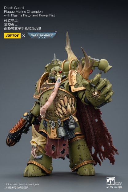 JoyToy WH40K Death Guard Plague Marine Champion with Plasma Pistol and Power Fist
