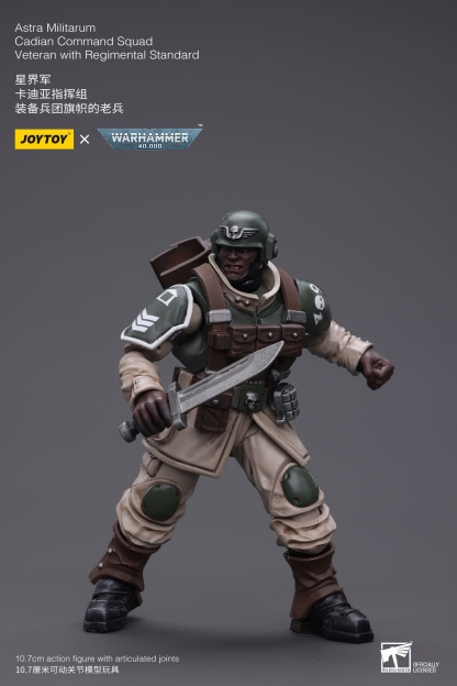 JoyToy WH40K Astra Militarum Cadian Command Squad Veteran with Regimental Standard