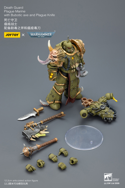 JoyToy WH40K Death Guard Plague Marine with Bubotic axe and Plague Knife