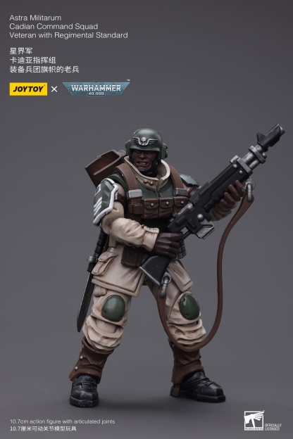 JoyToy WH40K Astra Militarum Cadian Command Squad Veteran with Regimental Standard