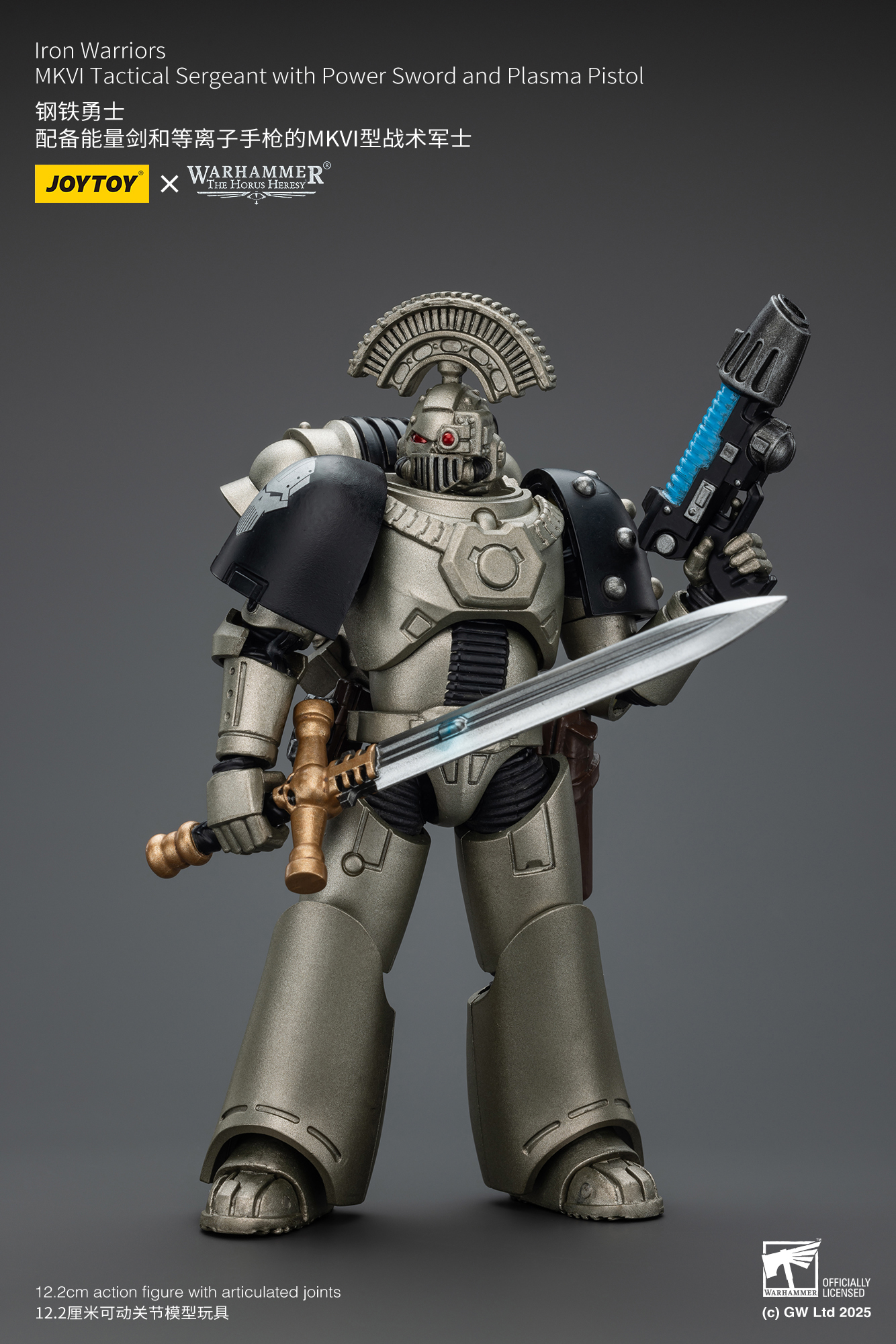 JoyToy WH40K Iron Warriors MKVI Tactical Sergeant with Power Sword and Plasma Pistol