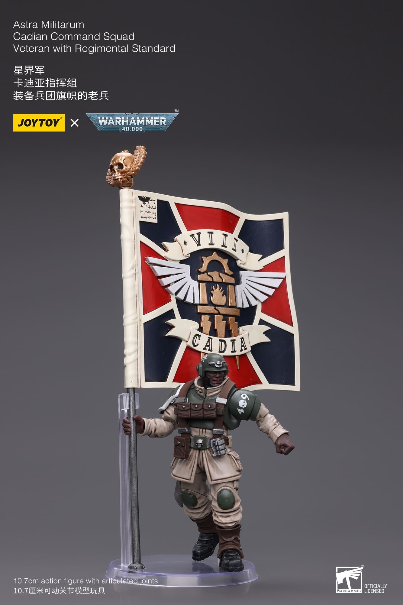 JoyToy WH40K Astra Militarum Cadian Command Squad Veteran with Regimental Standard