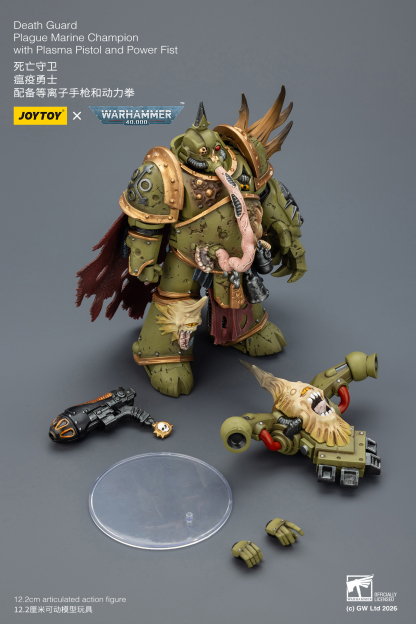 JoyToy WH40K Death Guard Plague Marine Champion with Plasma Pistol and Power Fist