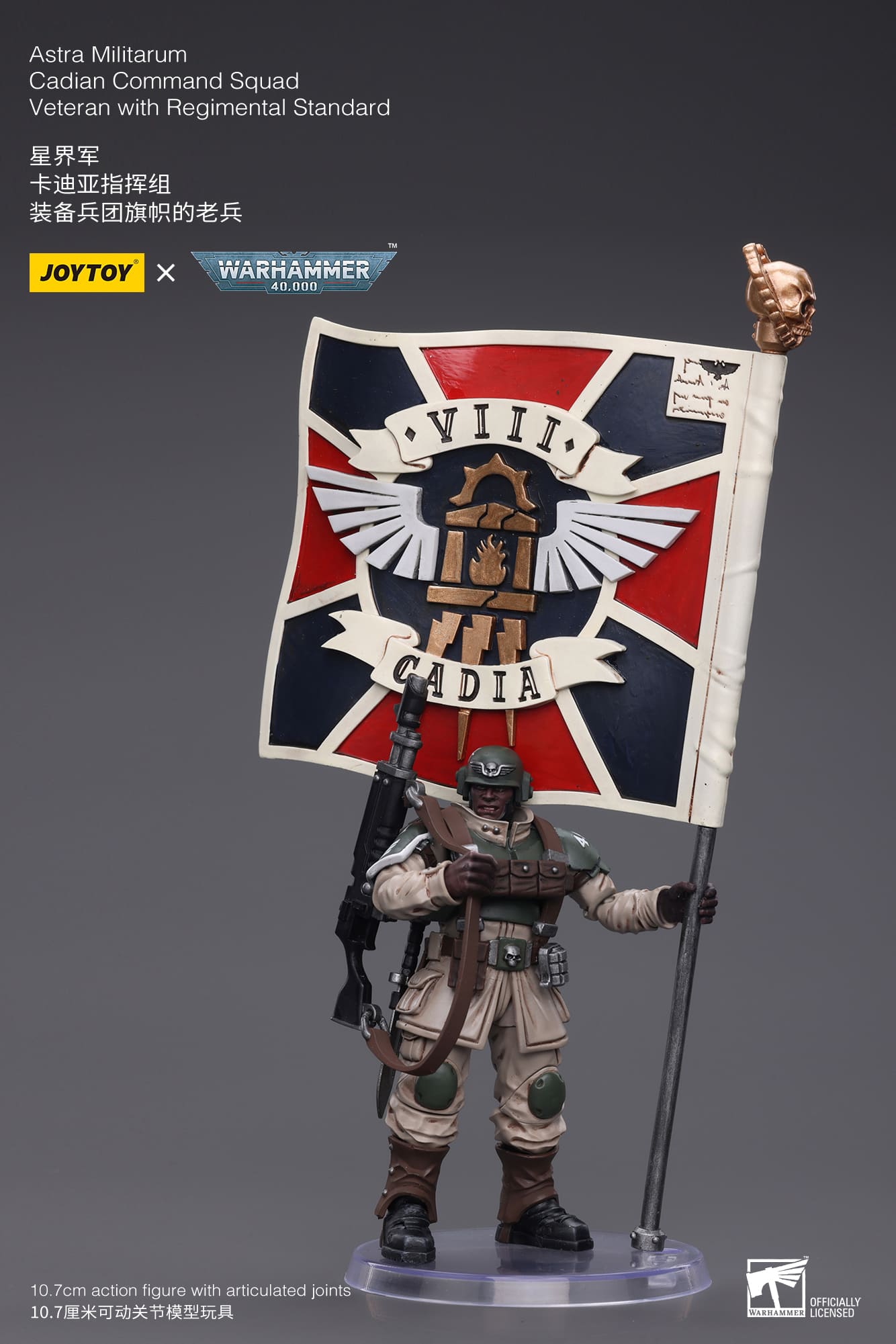 JoyToy WH40K Astra Militarum Cadian Command Squad Veteran with Regimental Standard