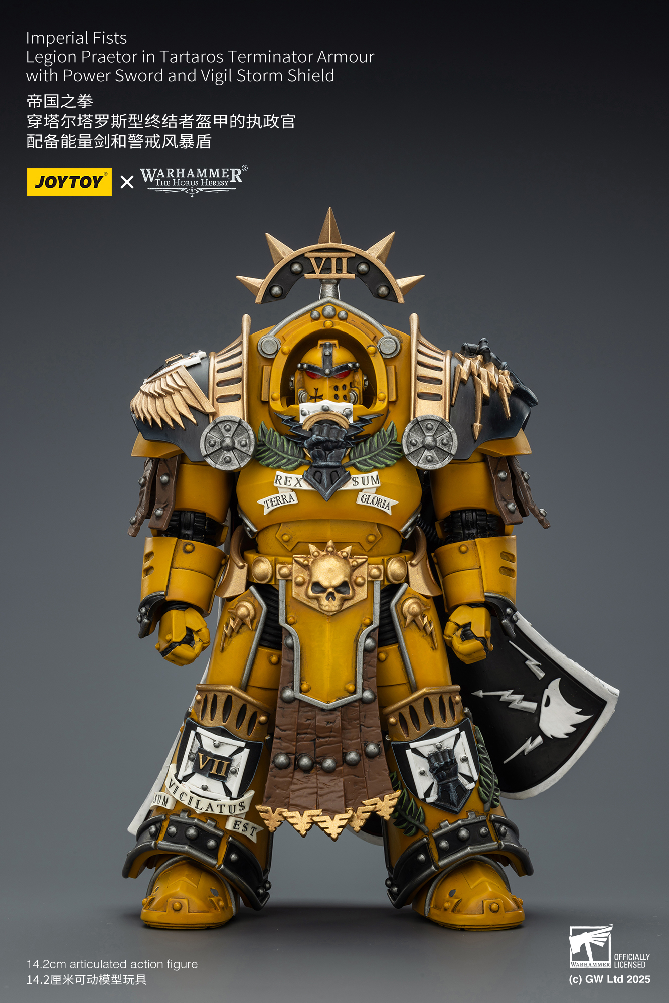 JoyToy WH40K Imperial Fists Legion Praetor in Tartaros Terminator Armour with Power Sword and Vigil Storm Shield