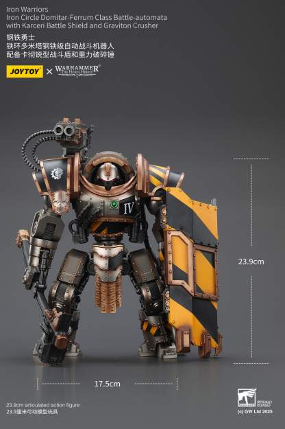 JoyToy WH40K Iron Warriors Iron Circle Domitar-Ferrum Class Battle-automata with Karceri Battle Shield and Graviton Crusher