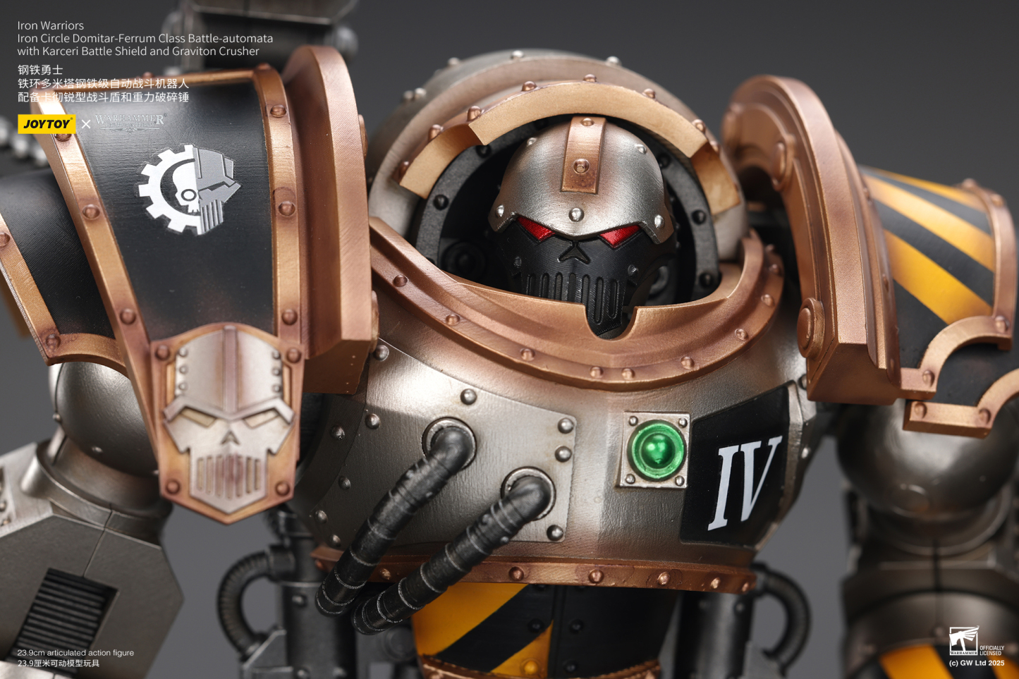 JoyToy WH40K Iron Warriors Iron Circle Domitar-Ferrum Class Battle-automata with Karceri Battle Shield and Graviton Crusher