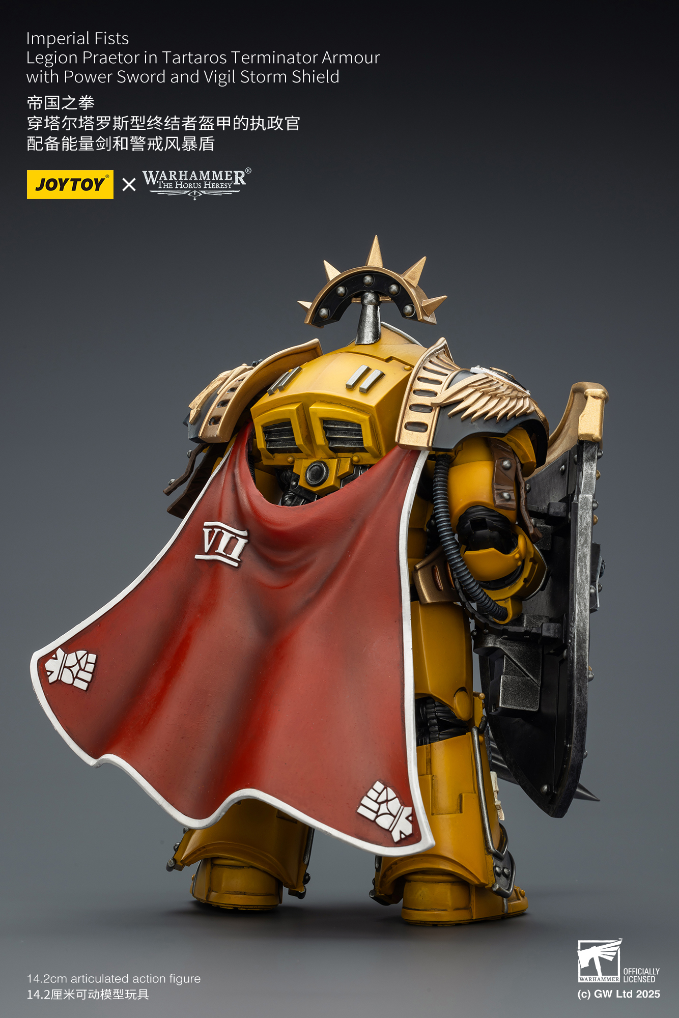 JoyToy WH40K Imperial Fists Legion Praetor in Tartaros Terminator Armour with Power Sword and Vigil Storm Shield