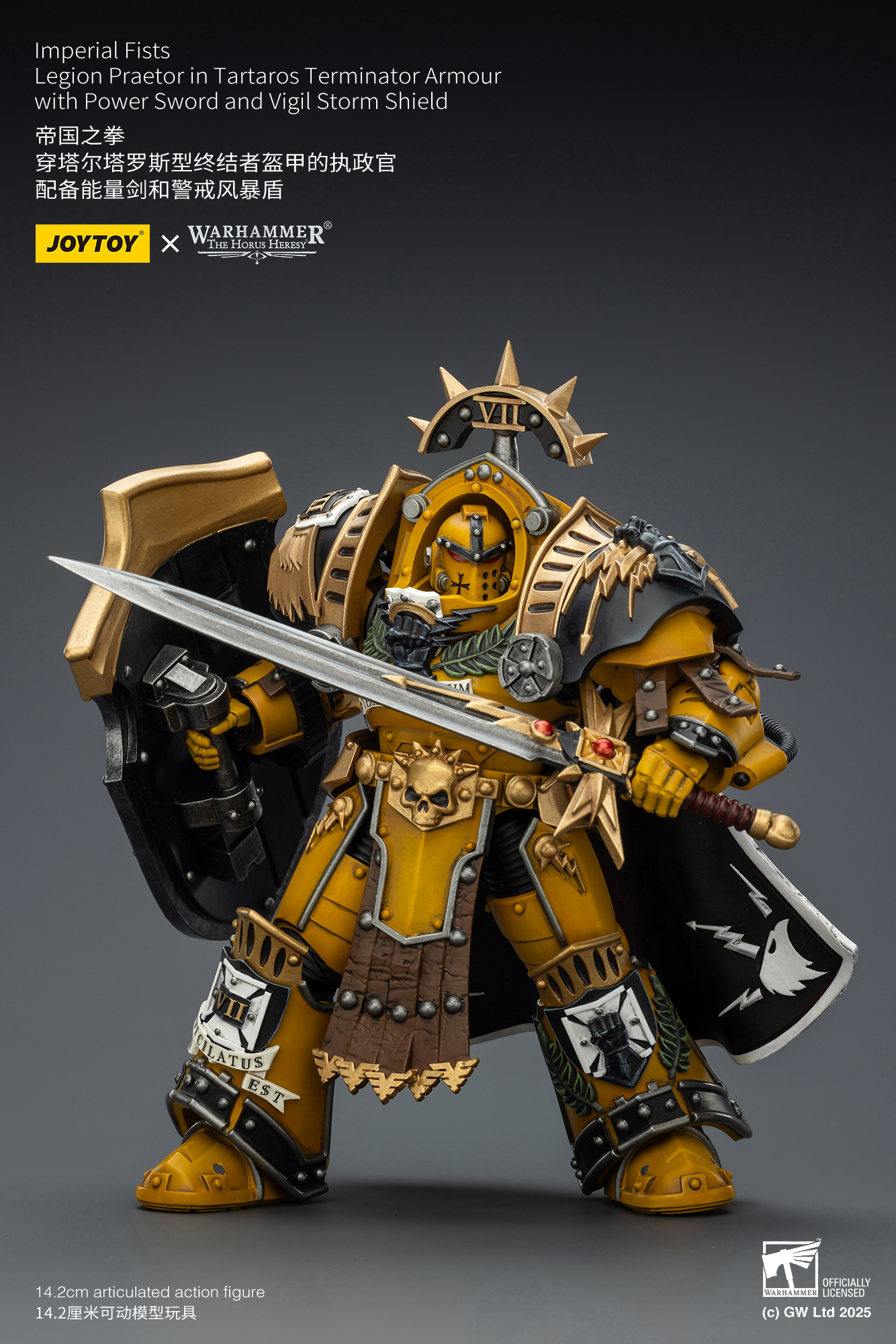 JoyToy WH40K Imperial Fists Legion Praetor in Tartaros Terminator Armour with Power Sword and Vigil Storm Shield