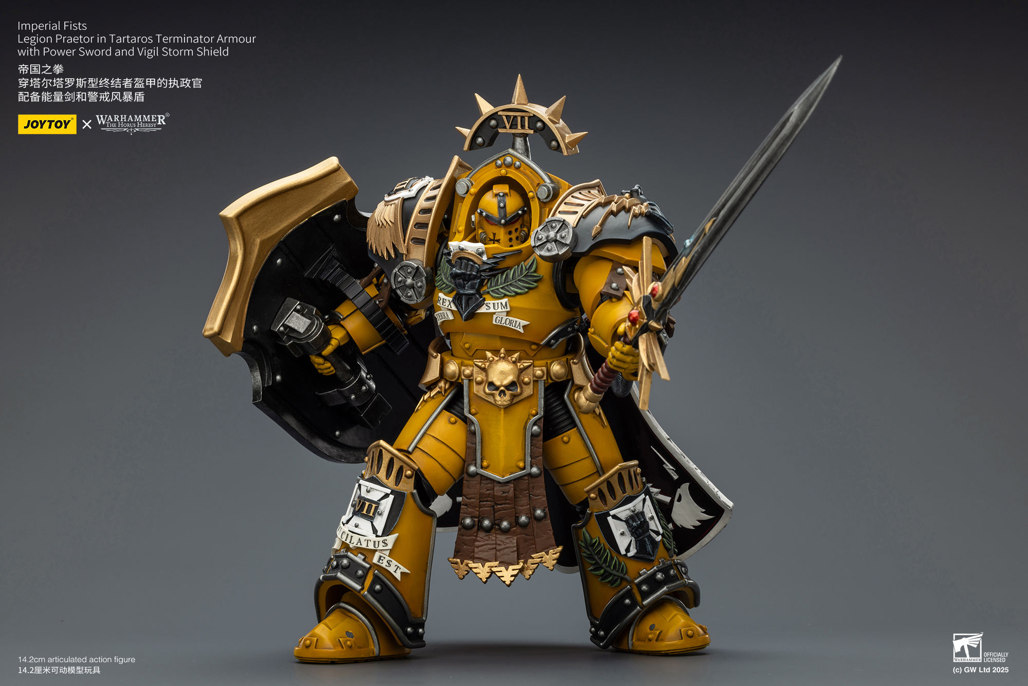 JoyToy WH40K Imperial Fists Legion Praetor in Tartaros Terminator Armour with Power Sword and Vigil Storm Shield