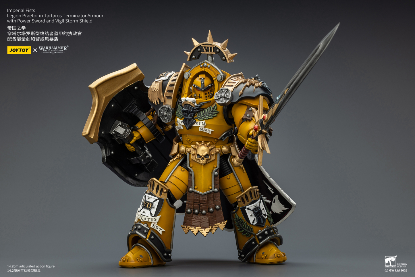 JoyToy WH40K Imperial Fists Legion Praetor in Tartaros Terminator Armour with Power Sword and Vigil Storm Shield