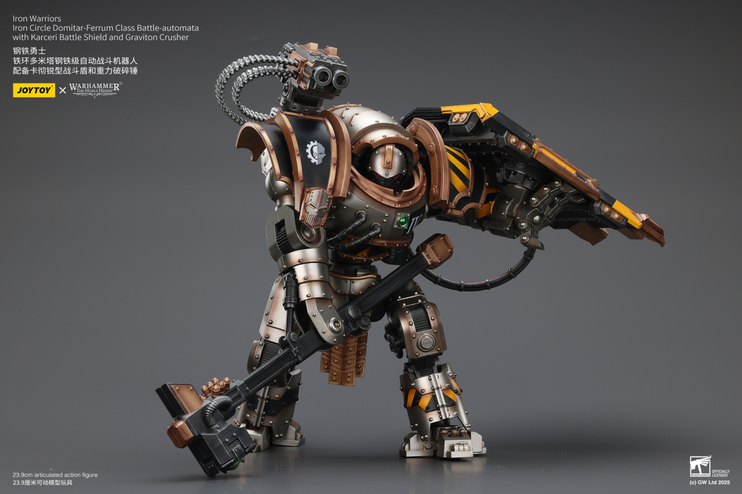 JoyToy WH40K Iron Warriors Iron Circle Domitar-Ferrum Class Battle-automata with Karceri Battle Shield and Graviton Crusher
