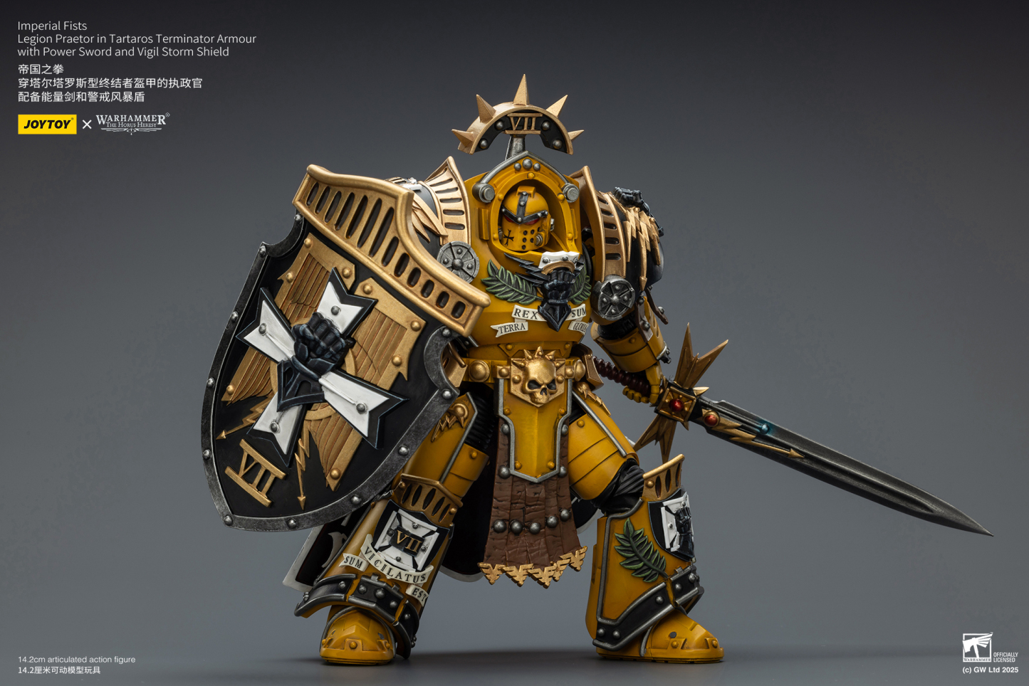JoyToy WH40K Imperial Fists Legion Praetor in Tartaros Terminator Armour with Power Sword and Vigil Storm Shield