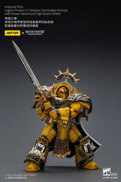 JoyToy WH40K Imperial Fists Legion Praetor in Tartaros Terminator Armour with Power Sword and Vigil Storm Shield