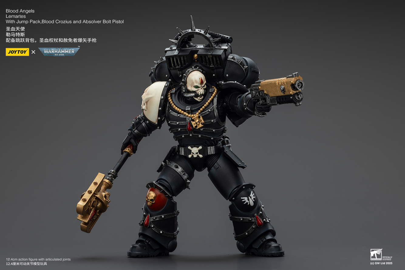 JoyToy WH40K Blood Angels Lemartes With Jump Pack,Blood Crozius