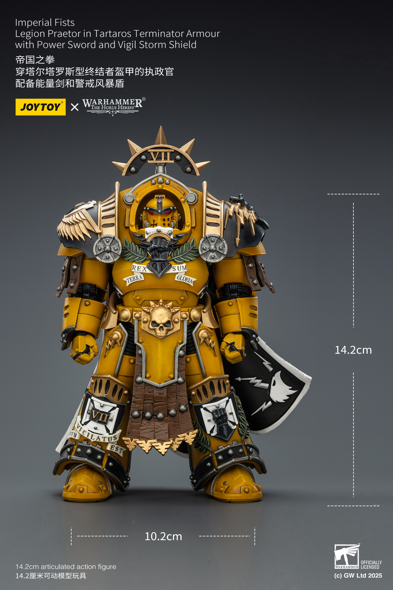 JoyToy WH40K Imperial Fists Legion Praetor in Tartaros Terminator Armour with Power Sword and Vigil Storm Shield