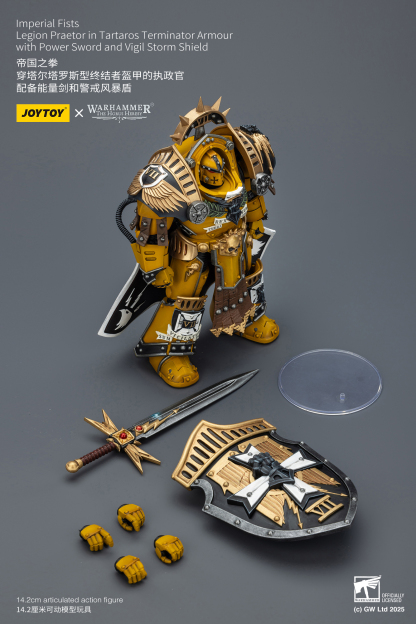 JoyToy WH40K Imperial Fists Legion Praetor in Tartaros Terminator Armour with Power Sword and Vigil Storm Shield
