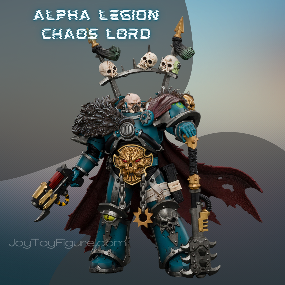 JoyToy WH40K Chaos Space Marines Alpha Legion Chaos Lord with Plasma Pistol and Accursed Weapon