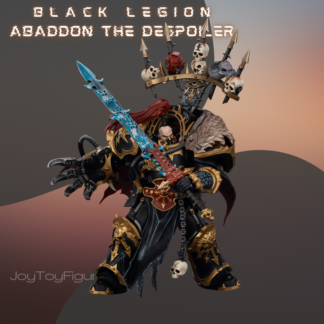 JoyToy WH40K Chaos Space Marine Black Legion Abaddon the Despoiler with Drach'nyen and the Talon of Horus
