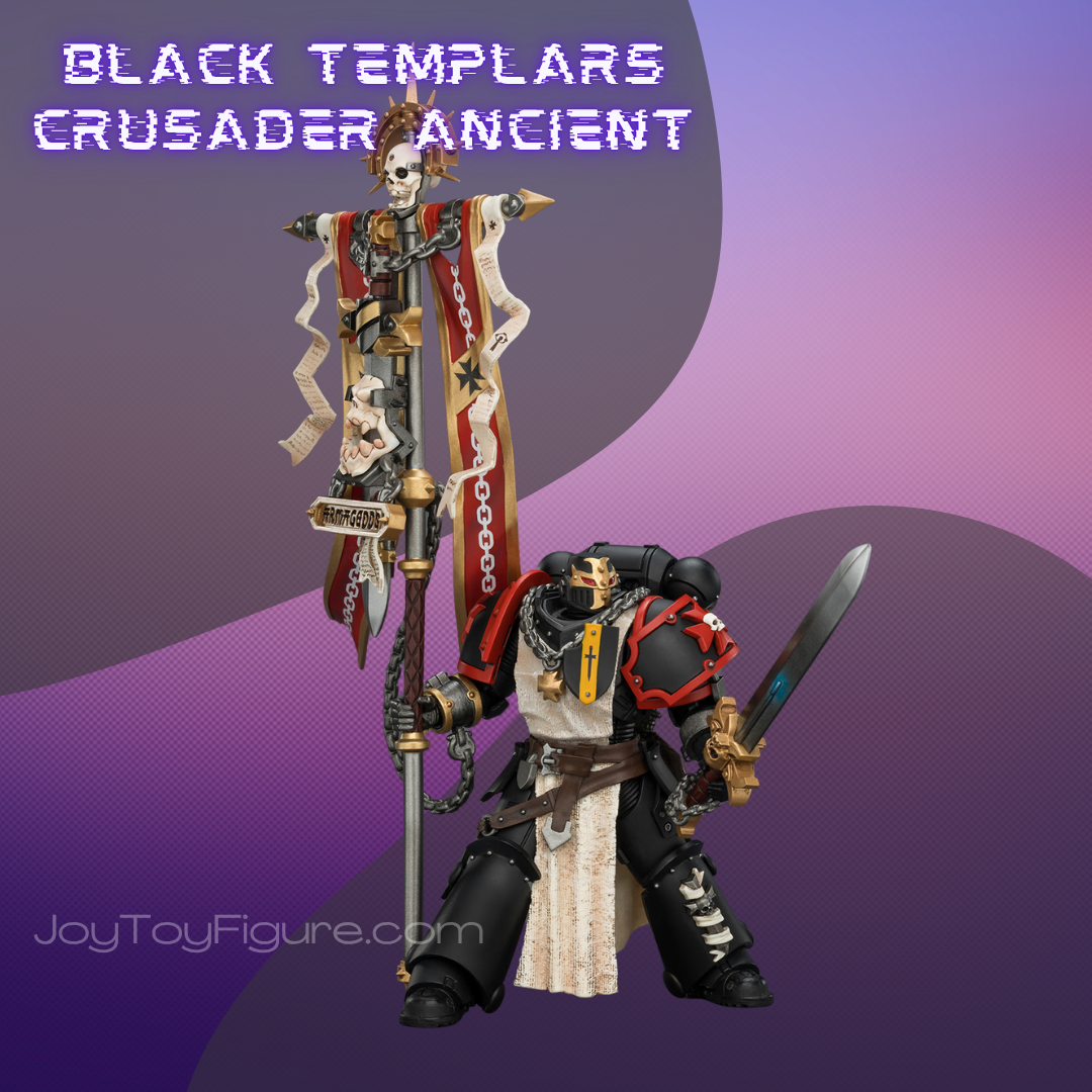 JoyToy WH40K Space Marines Black Templars Crusader Ancient with Power Sword and Bolt Pistol
