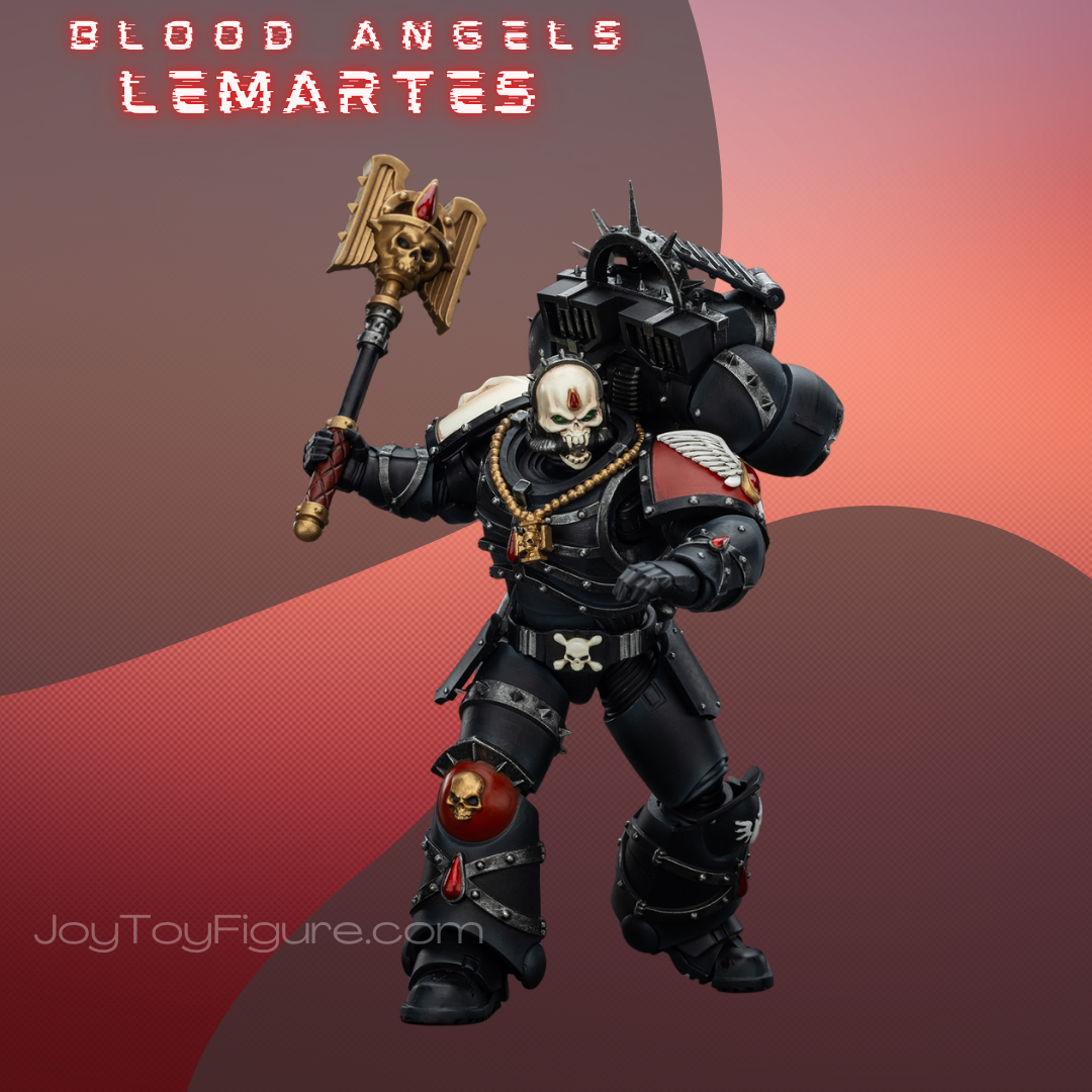 JoyToy WH40K Blood Angels Lemartes With Jump Pack,Blood Crozius and Absolver Bolt Pistol