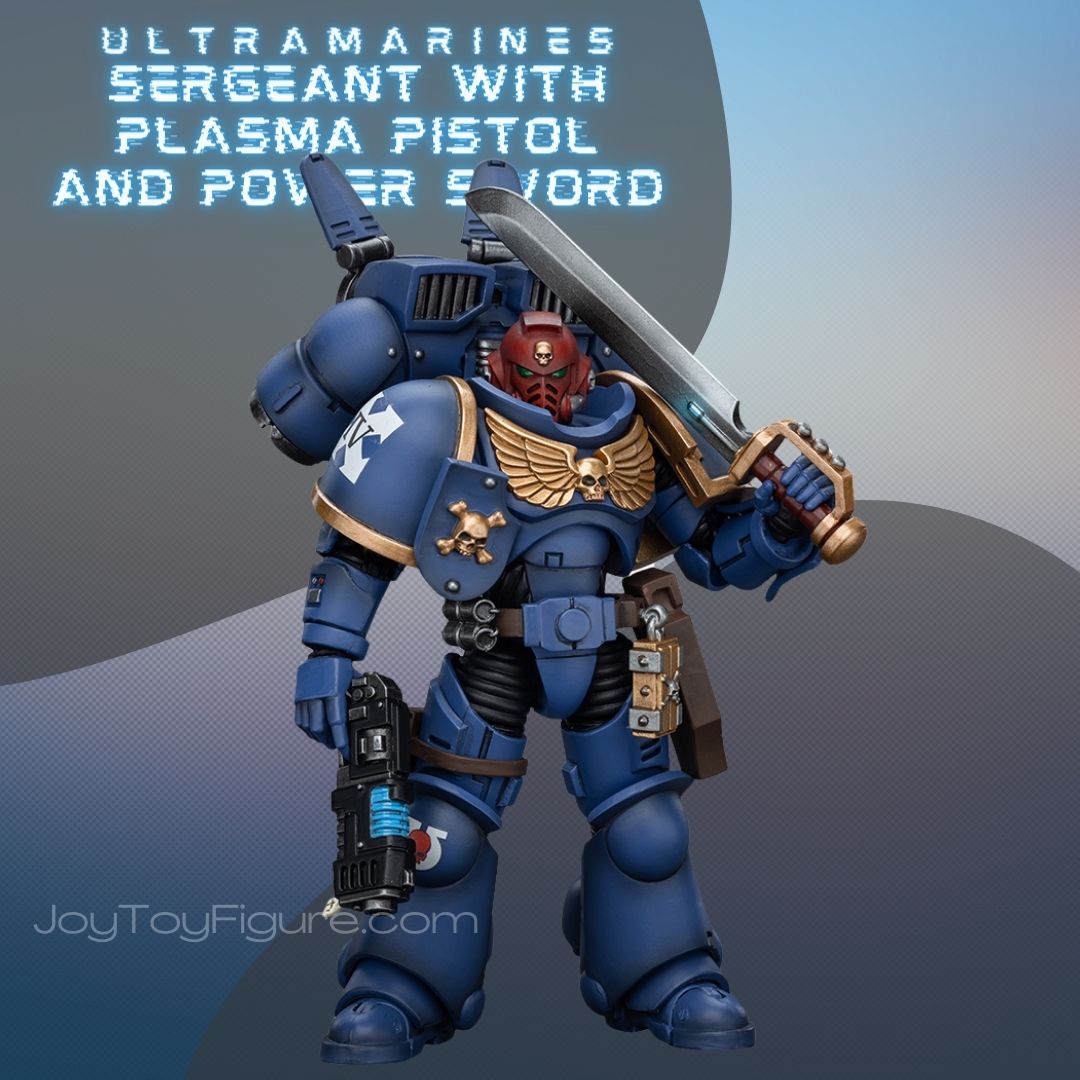 JoyToy WH40K Ultramarines Jump Pack Intercessors Sergeant With Plasma Pistol And Power Sword