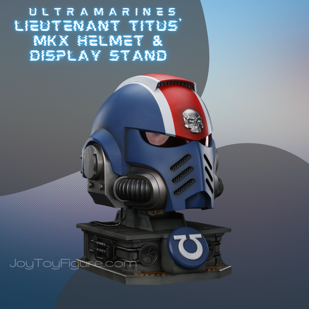 JoyToy WH40K Ultramarines Space Marines II Lieutenant Titus' MKX Helmet & Display Stand